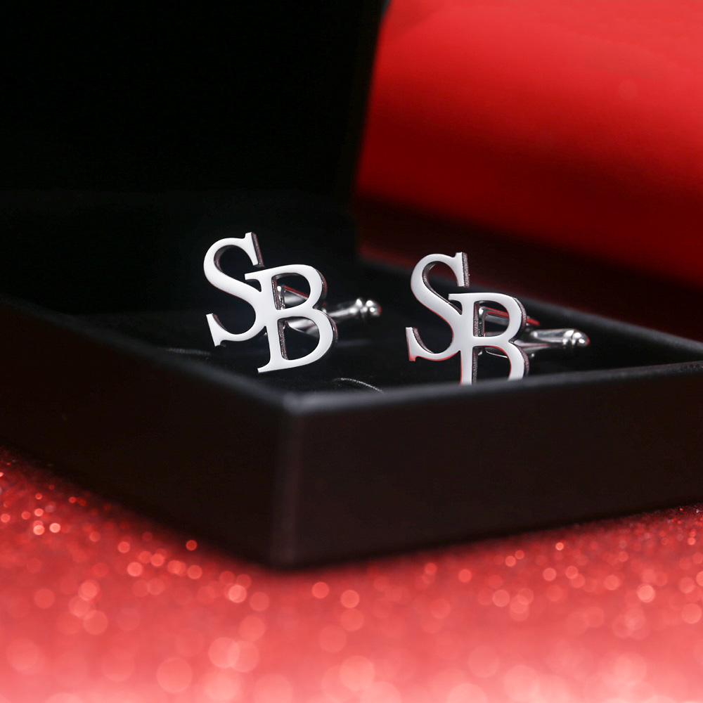 Men'S Grooming Gifts - Tangula Custom Initials Cufflinks Stainless steel