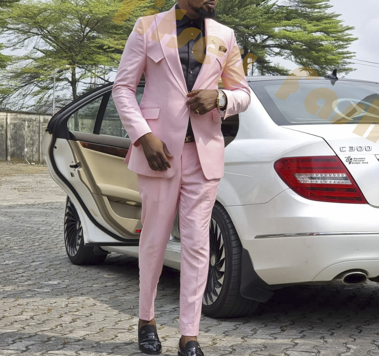 Mens Grooming Brand - Pink Full Men Suit Set Wedding
