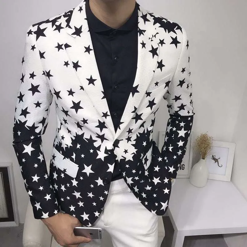 Mens Grooming Brand - Star Print Slim Fit Blazers 2026
