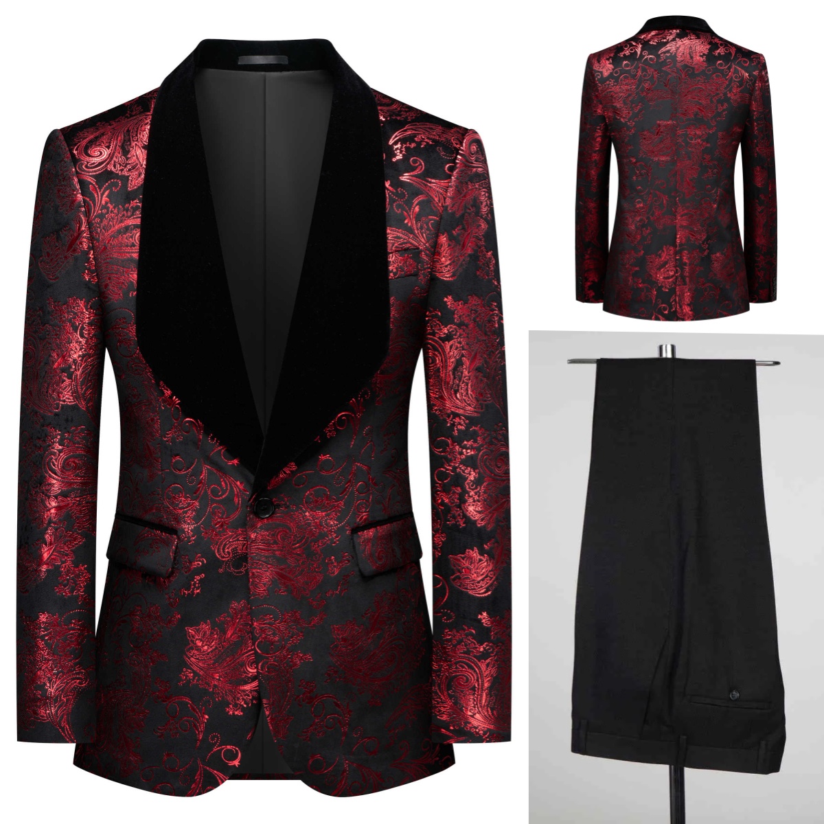 Real Picture Men Suit Jacquard - Men'S Grooming Pictures 评论和价格