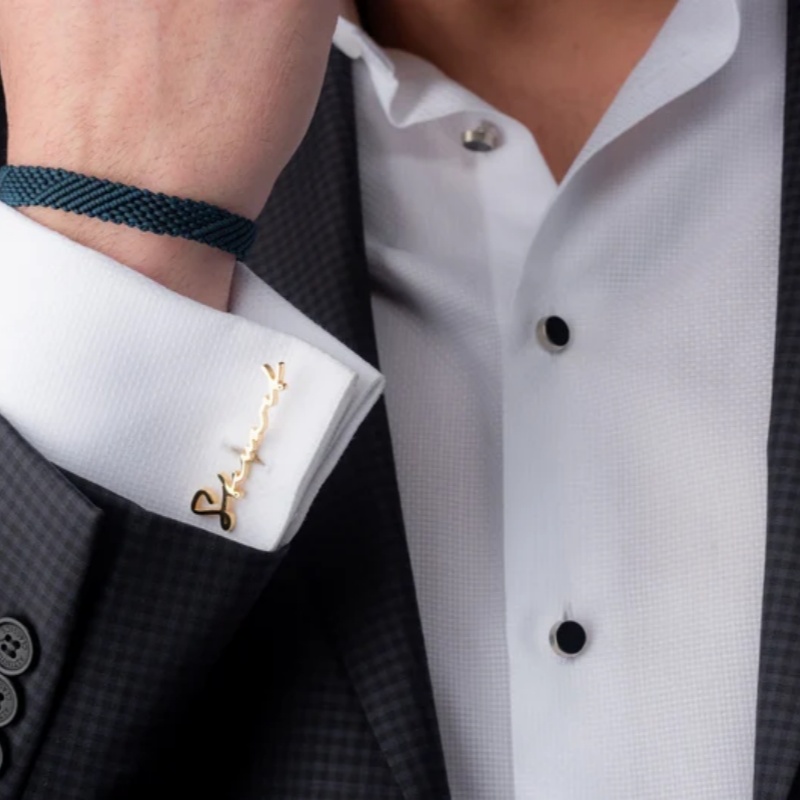 Custom Name Cufflinks 18K Gold - Men'S Grooming Gifts 评论和价格
