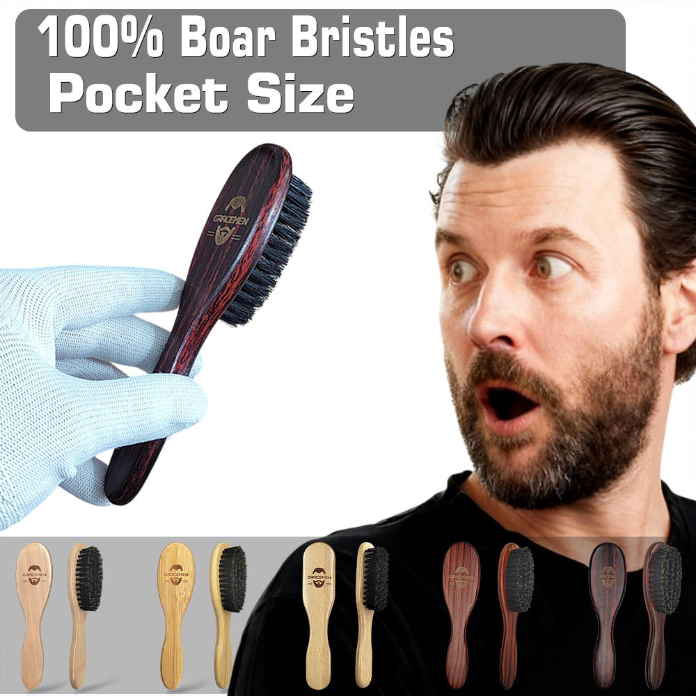 Mini Boar Bristle Beard Brush  - Men'S Grooming Pictures 评论和价格