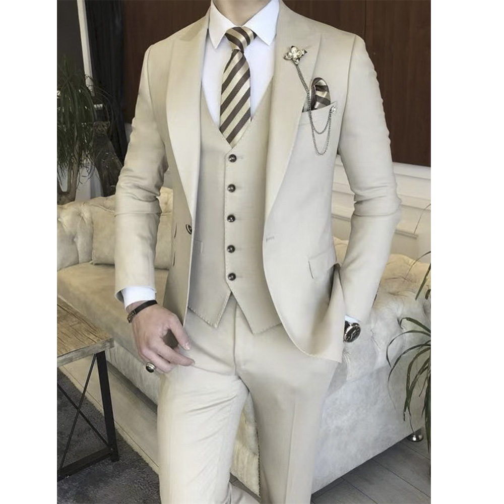 Beige Full Men Suit Set Weddin - Mens Grooming Brand 评论和价格